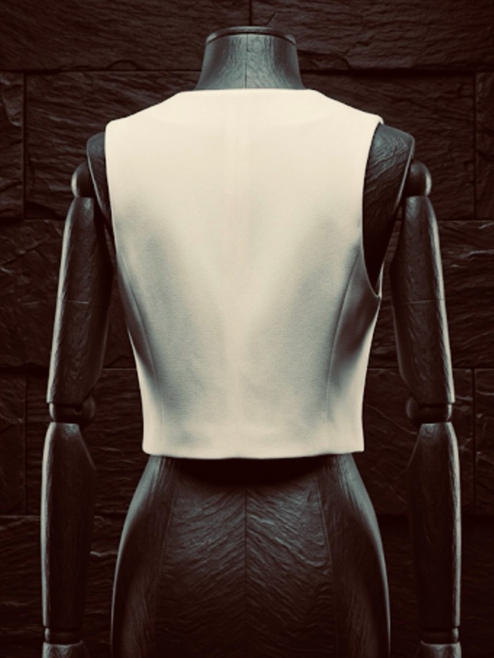 Zara Button-Front Women's Cream Vest - Picture 4 of 4